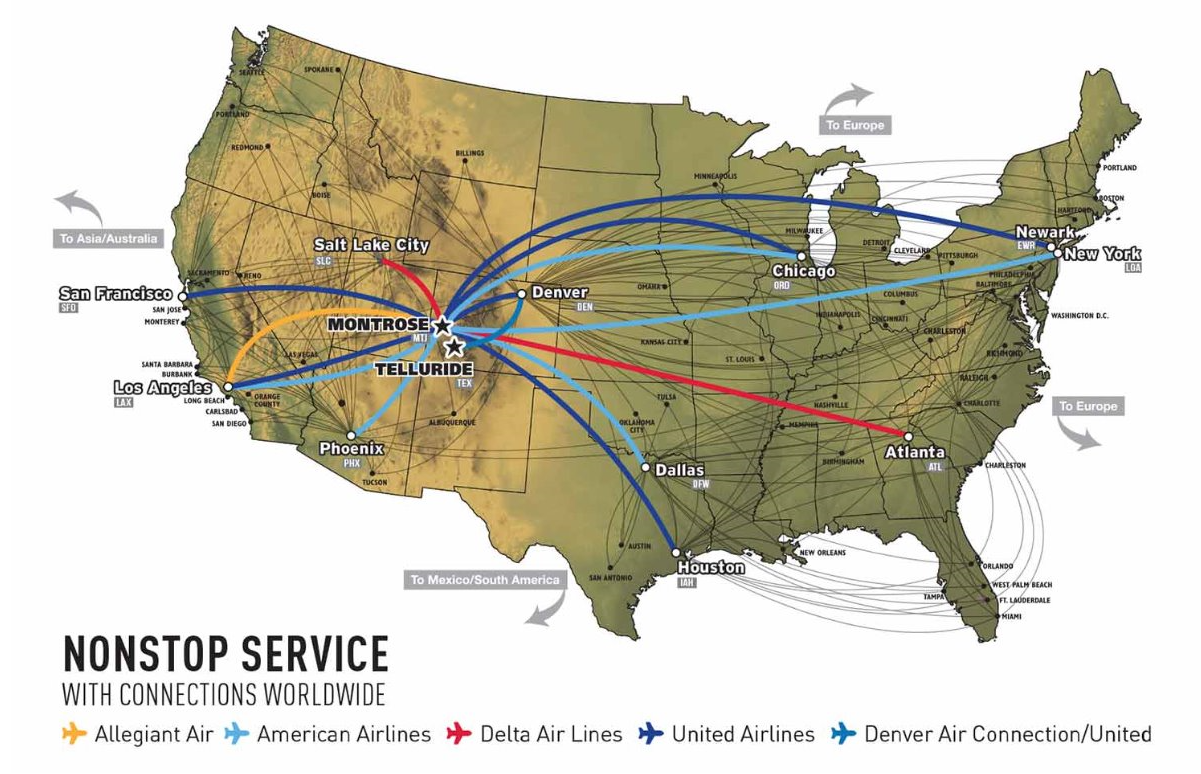 telluride map of flights